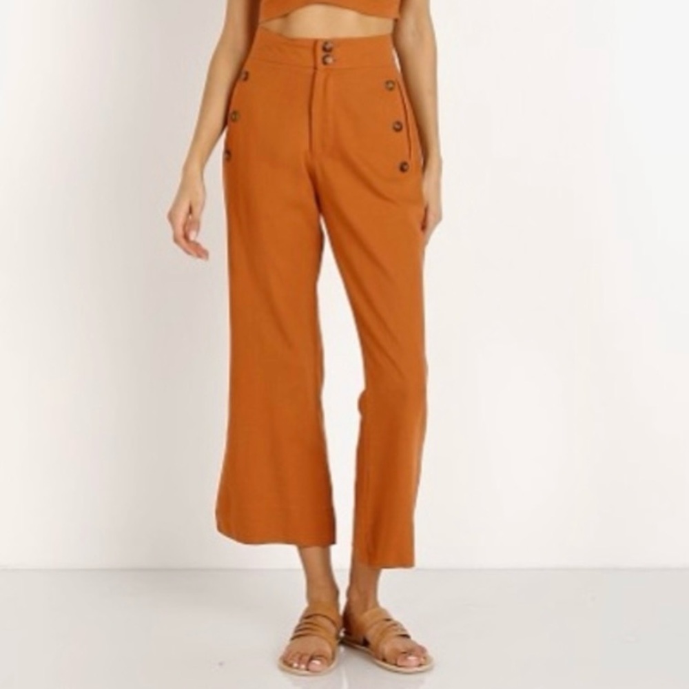Jen’s Pirate Booty Gwen Sailor Rust Pants Sunburn Linen Blend Crop Boho Sailor